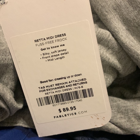 NWT Fabletics Retta Midi Dress gray casual sleeveless silky soft jersey drape - Picture 6 of 12